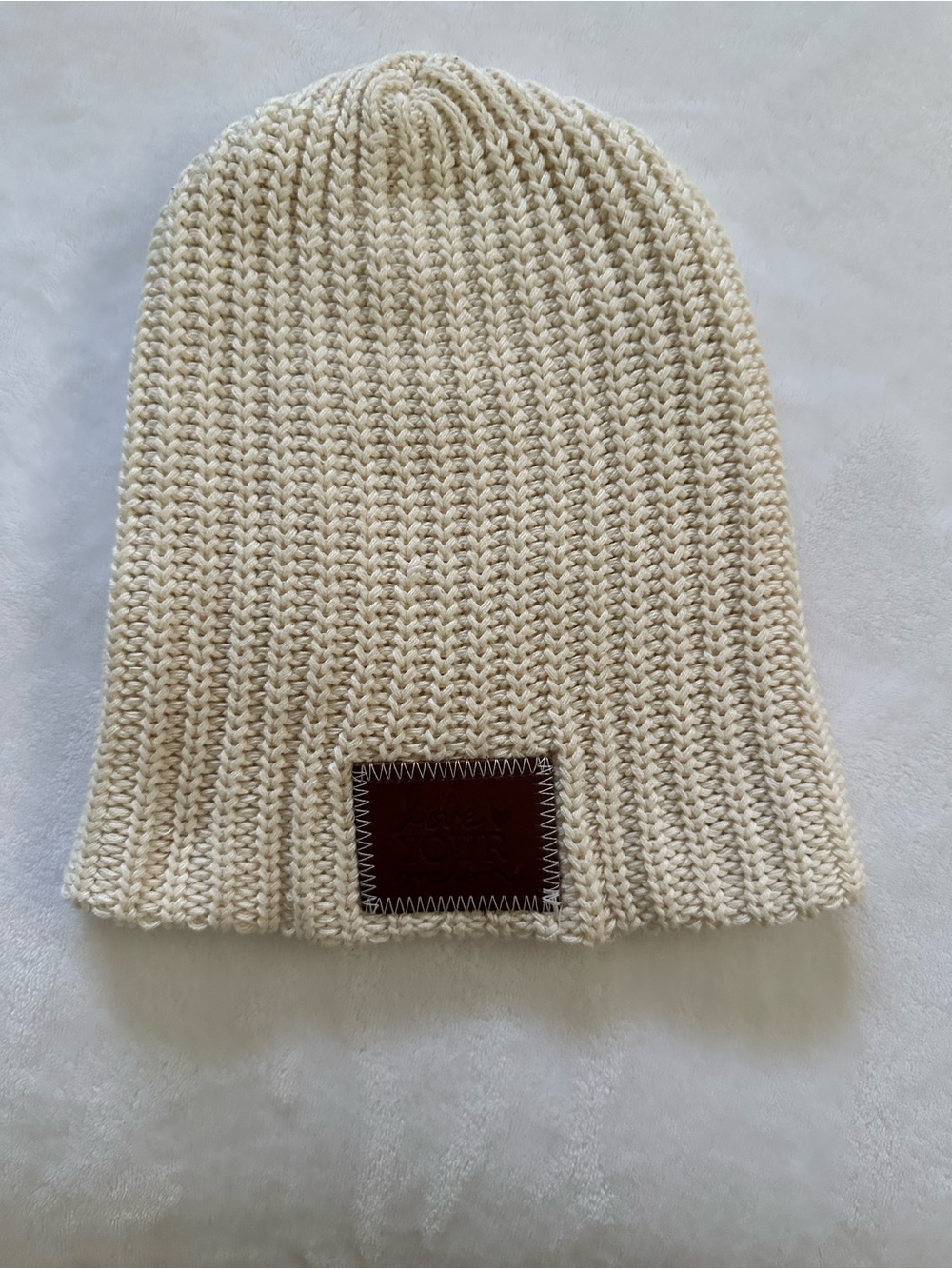 Love Your Melon Cream Rib Knit Beanie